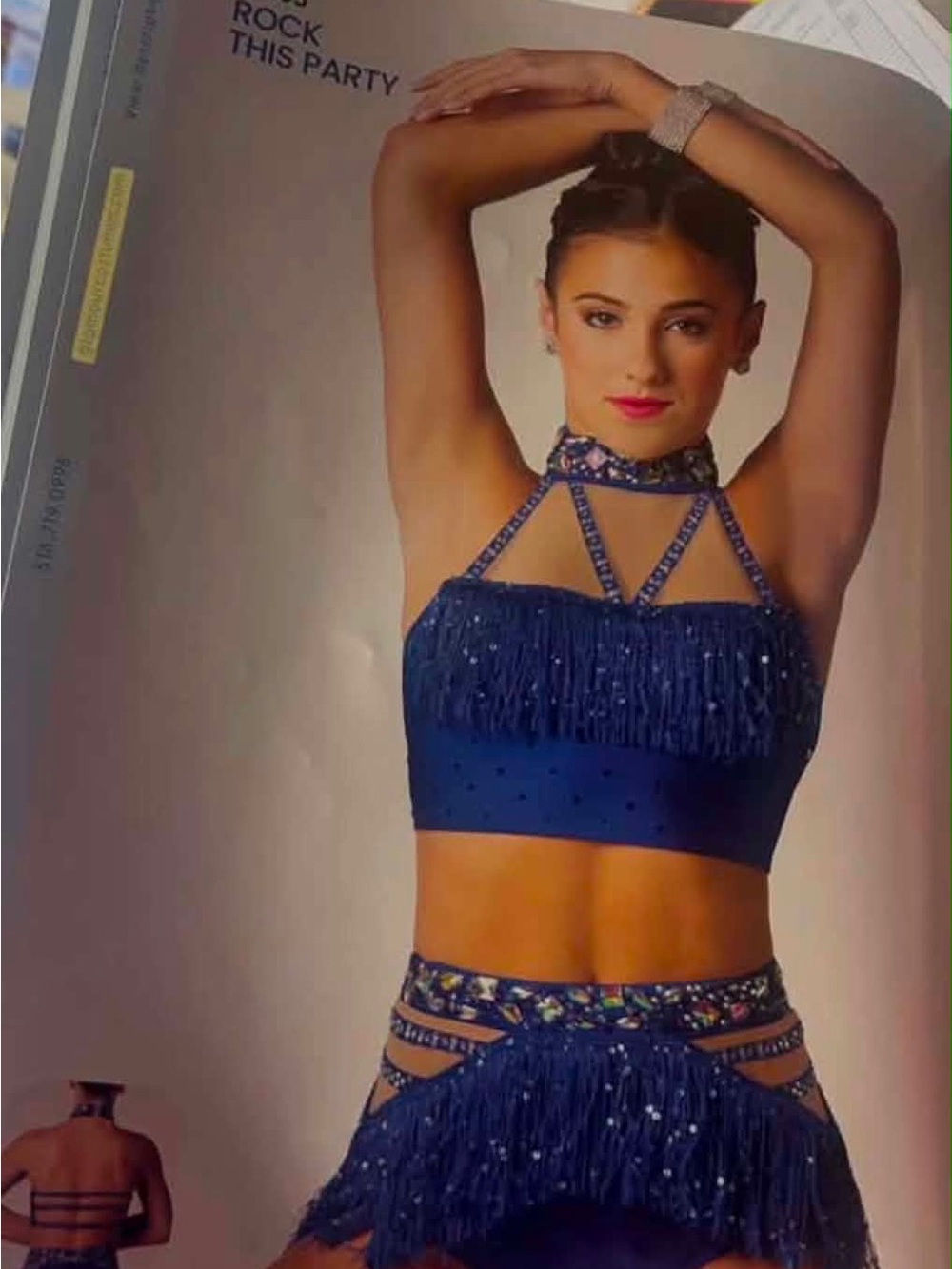 Blue Fringe Halter two piece jazz costume